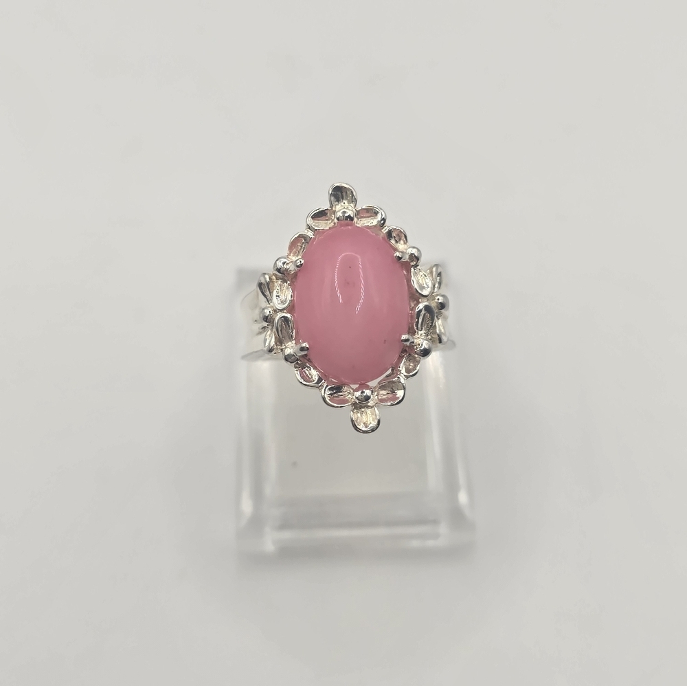Designer Vintage T&C Floral Design Rose Quartz Ring Size 6